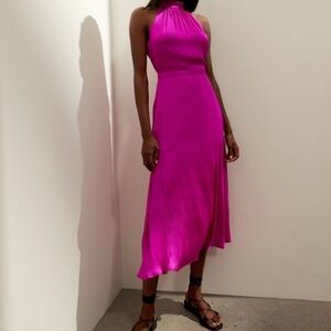 Banana Republic Soft Satin Fuchsia Dress